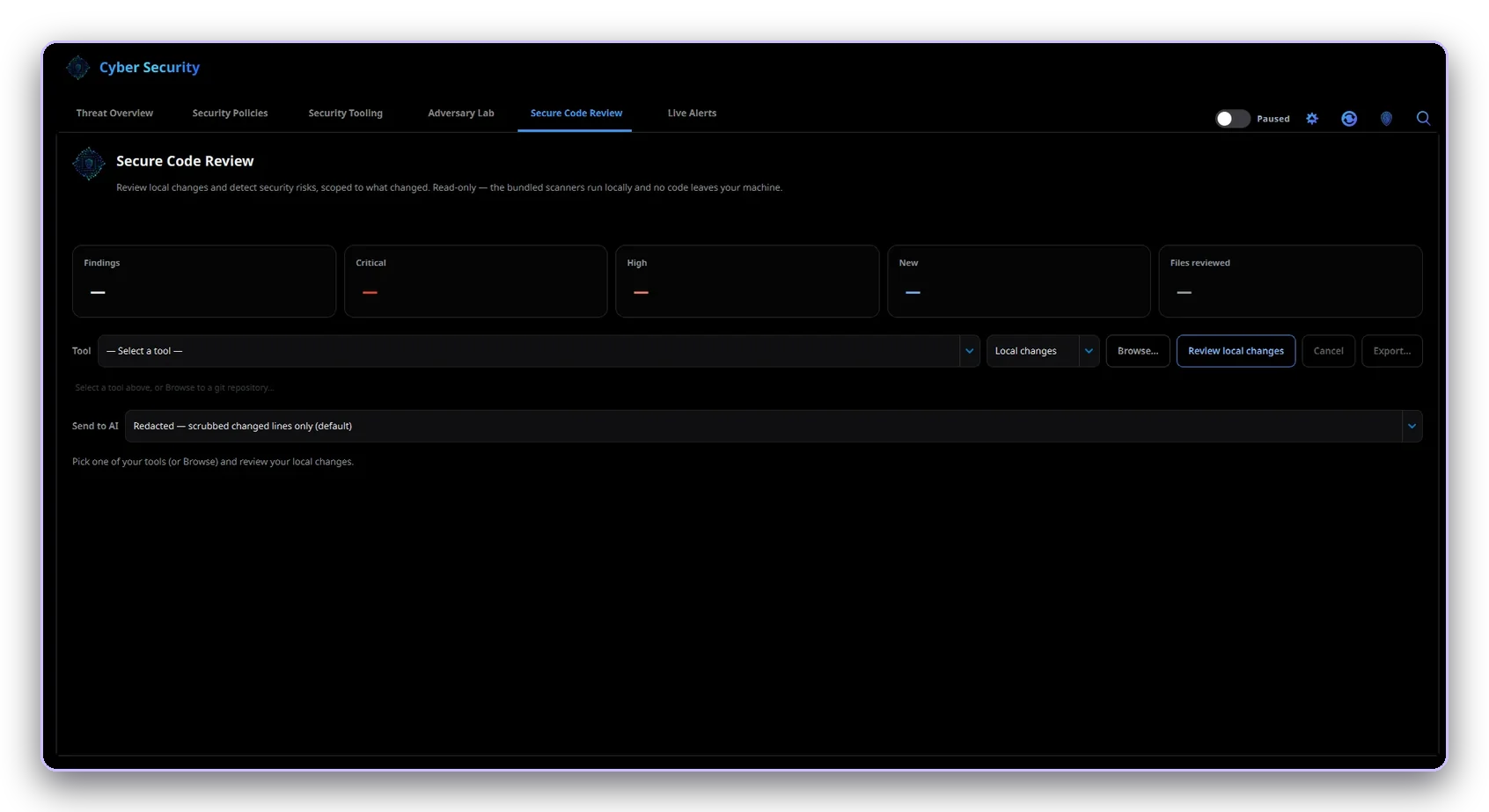 Secure code review scoped to local changes