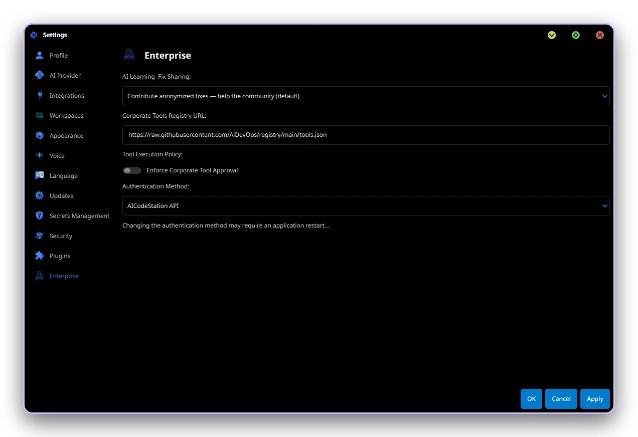 Enterprise settings